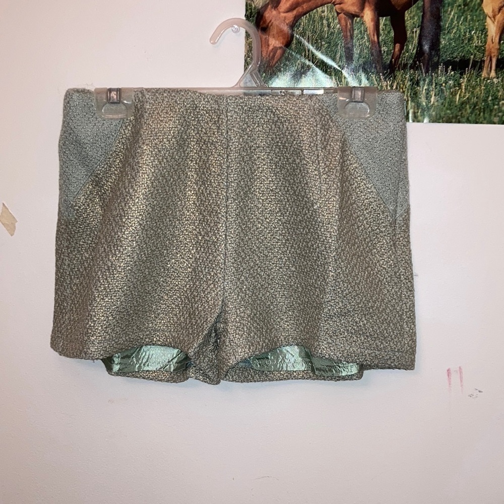 Very J lime green gray shorts.